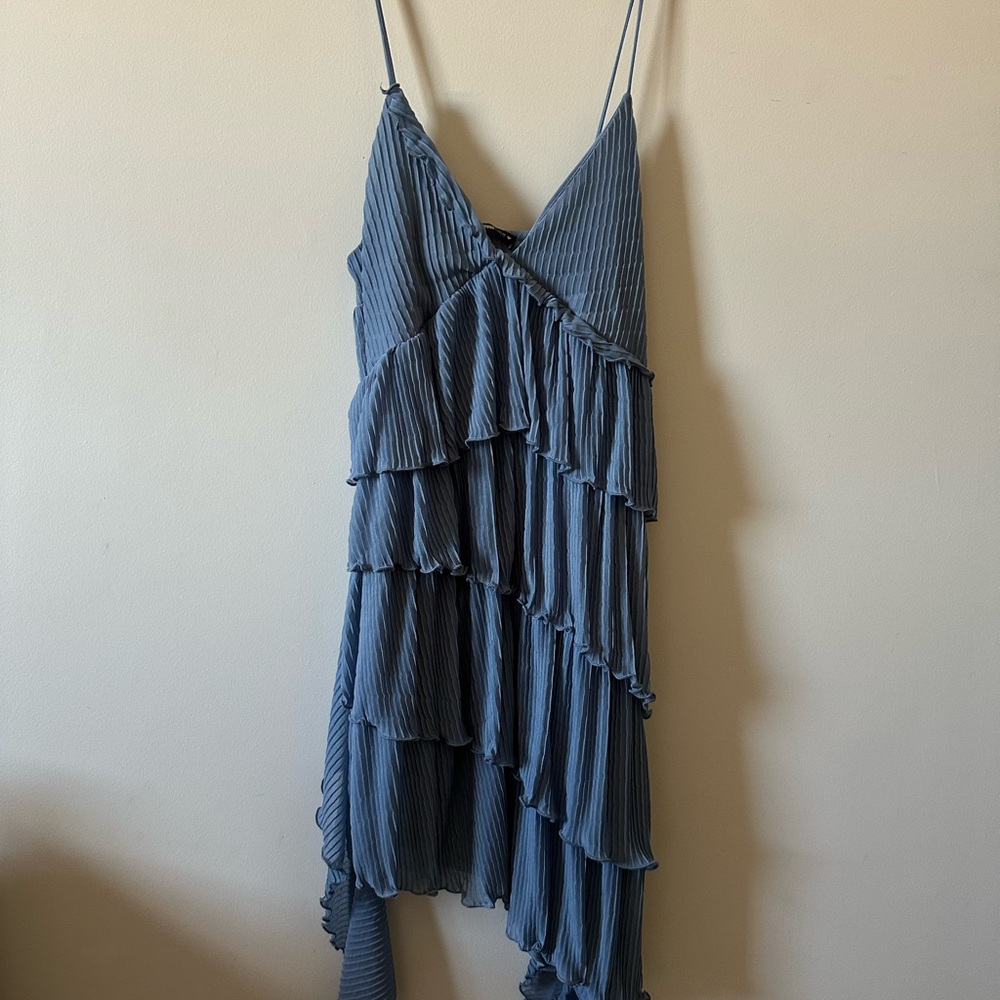 Zara Women's Dusty Blue Tiered Dress